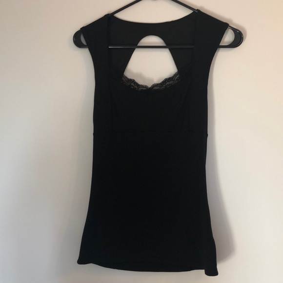 Express Tops - Cute black tank with lace detail! Like new!